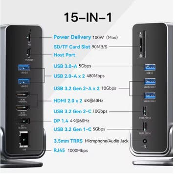 USB-C Docking Station 16-in-1 Dual 4K HDMI DP Hub met Stand, Verzenden, Nieuw