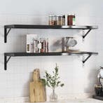 vidaXL Wandschappen 2 st 100x30 cm roestvrijstaal zwart, Verzenden, Nieuw