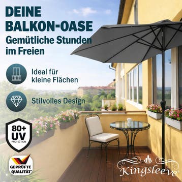 Halve Parasol Antraciet UV-bescherming 80+ (Tuin en Terras), Verzenden, Nieuw