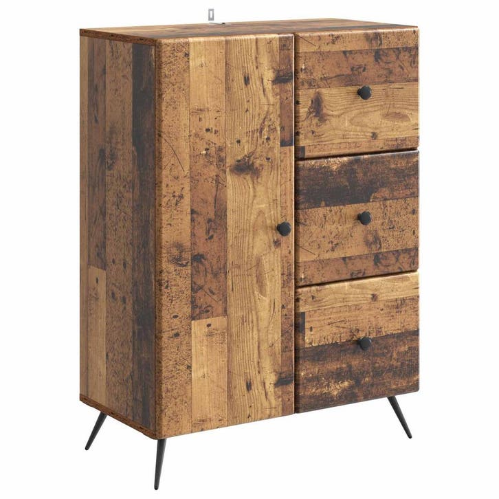 vidaXL Dressoir met lade Oud hout 66 x 34,5 x 90 cm Bewerkt, Huis en Inrichting, Kasten | Dressoirs, Nieuw, Minder dan 50 cm, Overige houtsoorten