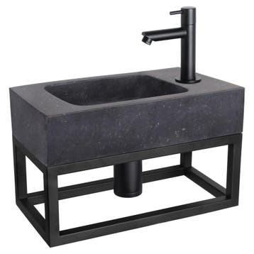 Differnz fonteinset bombai black - natuursteen - kraan recht, Verzenden, Nieuw