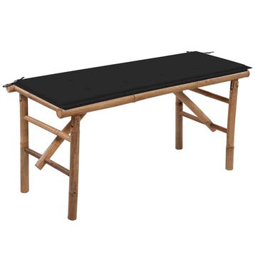 vidaXL Tuinbank inklapbaar met kussen 118 cm bamboe, Tuin en Terras, Tuinbanken, Verzenden, Nieuw, Hout