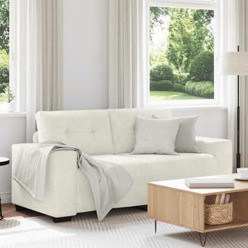 vidaXL Loveseat Sofa Crème 180x77x82 cm Fluweel, Verzenden, Nieuw, Stof
