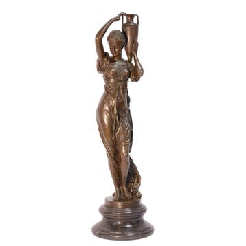 BRONZEN BEELD VAN HEBE MET URN OP SCHOUDER (Interieur), Verzenden, Nieuw