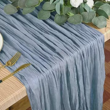 Stoffen Tafel Runner Boho Stijl - Dusty Blue - Chic Decorati, Verzenden