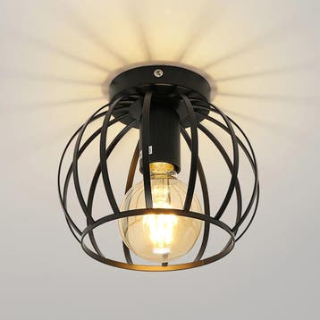 Vintage zwarte plafondlamp met industrieel kooi ontwerp, Verzenden, Nieuw