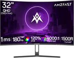 Amzfast 32 QHD Curved Gaming Monitor - 180Hz, 2K (2560 x 1, Verzenden, Zo goed als nieuw