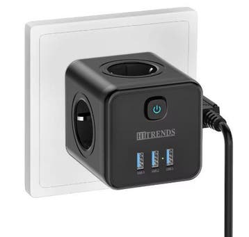 Stekkerdoos Kubus met 4 Stopcontacten en 3 USB, Verzenden, Nieuw