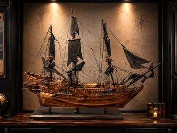 ENORME Voilier Fregate Black Pearl en bois 100CM bateau, Nieuw