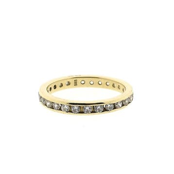 Gouden alliance ring met zirconia, Gebruikt, Ophalen of Verzenden, 17 tot 18, Met edelsteen