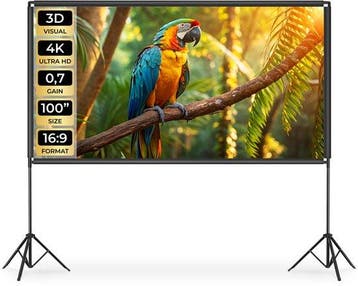 2dekans | tectake® Beamer Scherm - 100 Inch (257 cm) - 16:9, Ophalen of Verzenden, Zo goed als nieuw, Tectake