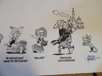 Bommel en Tom Poes - en familie - zeefdruk - gesigneerd door, Nieuw