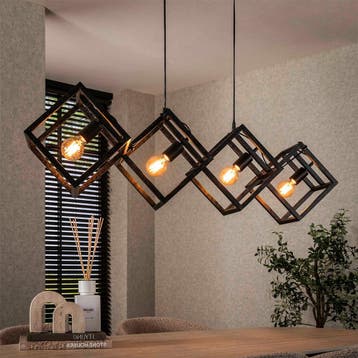 *WOONWINKEL* Eettafel Lamp Kubus Metaal, Huis en Inrichting, Lampen | Hanglampen, Verzenden, Nieuw