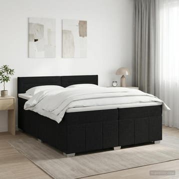 vidaXL Boxspringbed met matras met hoofdeinde Zwart 200 x, Verzenden, Zwart, Stof, Nieuw