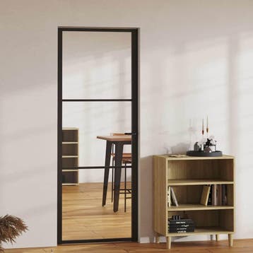 vidaXL Binnendeur 76x201,5 cm ESG-glas en aluminium zwart, Verzenden, Nieuw