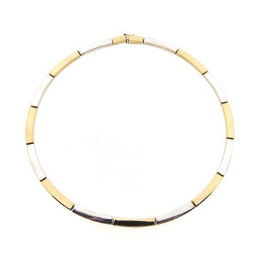 Bicolor gouden fantasie schakelcollier (Ketting), Ophalen of Verzenden, Gebruikt, Overige kleuren, Goud