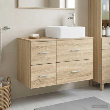 vidaXL Badkamermeubelset 2 st Sonoma Eiken Bewerkt hout, Verzenden, Nieuw