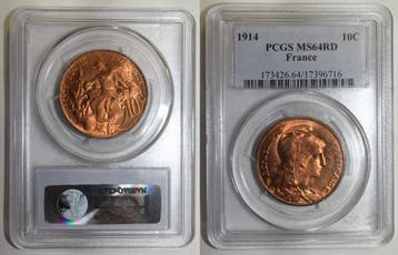France Frankreich Km 843 10 Centimes 1914 Typ Dupuis Pcgs..., Verzenden