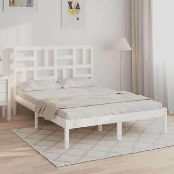 vidaXL Bedframe massief hout wit 140x200 cm, Verzenden, Wit, 140 cm, 200 cm