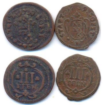 Lot 2x 3 Pfennig 2 Varianten 1739 Soest Stadt:, Verzenden