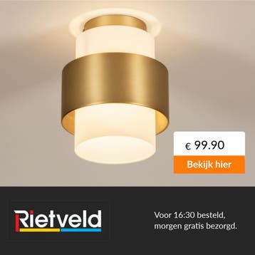 Rietveld-Plafondlampen-Wit, Goud, Brons-Glas, Metaal, Verzenden, Nieuw