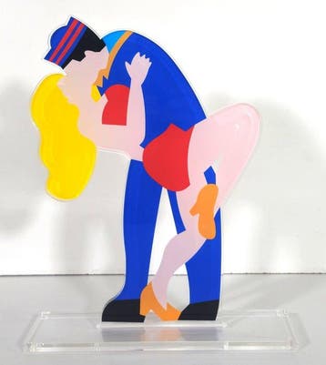 Marco Lodola (1955) - sculptuur, A famous kiss - 30 cm -, Antiek en Kunst