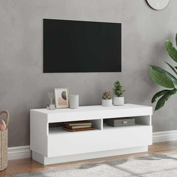 vidaXL Tv-meubel met LED-verlichting 100x35x40 cm wit, 100 tot 150 cm, Verzenden, Nieuw, Minder dan 100 cm