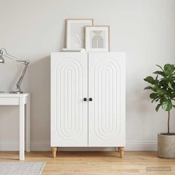 vidaXL Dressoir Wit 66 x 34,5 x 90 cm Bewerkt hout, Verzenden, Nieuw, Overige houtsoorten, Minder dan 50 cm