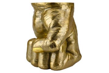 Bijzettafel VUIST 50 cm rond handgemaakt beeldje goud -, Ophalen of Verzenden, Nieuw