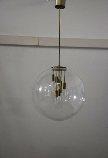Lamp - Messing, Glas - Design uit de midden van de