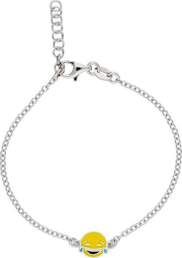 Lilly armband lachende smiley - zilver gerodineerd - 15+2cm, Sieraden, Tassen en Uiterlijk, Armbanden, Verzenden, Nieuw