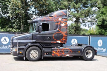 Veiling: Chassis Cabine Scania T124 LA4X2 NA 470 Diesel 470p, Scania, Zwart, BTW verrekenbaar, Handgeschakeld