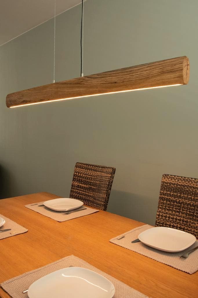 Houten hanglamp -  Oval Light 150, Huis en Inrichting, Lampen | Hanglampen, 75 cm of meer, Nieuw, Hout, Kunststof, Metaal, Ophalen of Verzenden