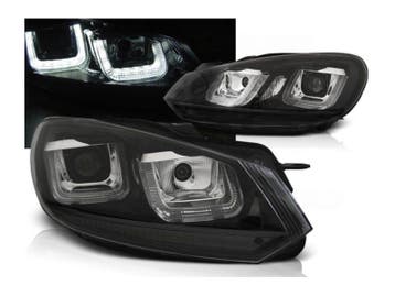 U LED DRL koplampen Black Line geschikt voor Golf 6, Auto-onderdelen, Verlichting, Verzenden, Nieuw, Volkswagen