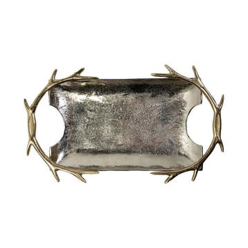 Dienblad gewei goud zilver 5x43x30cm, Verzenden, Nieuw