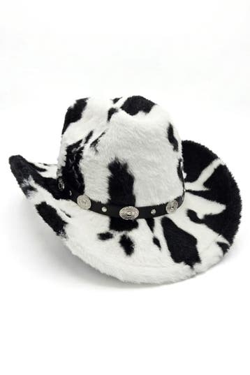 KIMU® Cowboyhoed Koe Bont Zwart Zwarte Nepbont Cowboy Wester, Kleding | Dames, Ophalen of Verzenden, Nieuw, Carnaval