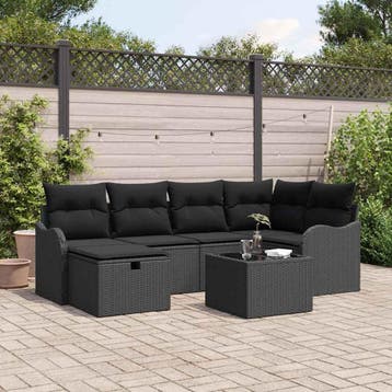vidaXL Tuin Sofa Set 7 st Poly riet, Verzenden, Nieuw, Rotan, 7 zitplaatsen