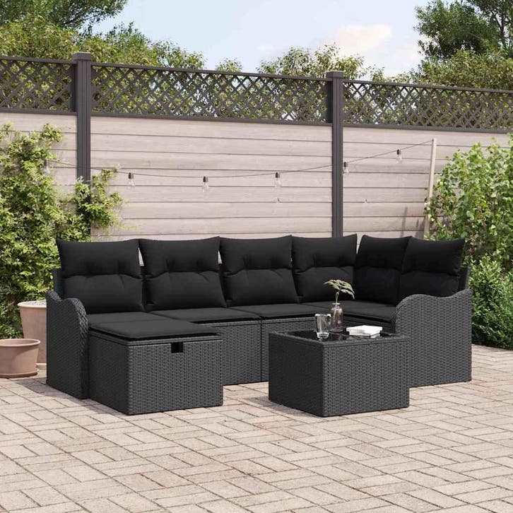 vidaXL Tuin Sofa Set 7 st Poly riet, Tuin en Terras, Tuinsets en Loungesets, Nieuw, 7 zitplaatsen, Rotan, Verzenden