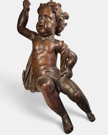sculptuur, Putto - 60 cm - Eik