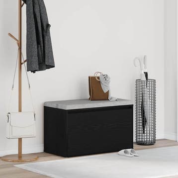 vidaXL Halbank Zwart Eiken 80 x 40 x 45 cm Bewerkt hout, Verzenden, Nieuw