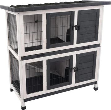 Konijnenhok Flamingo Combi 1 Rustic Grijs – Dubbel Houten., Verzenden, Nieuw, Overige typen