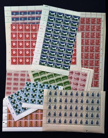 Nederland 1942/1960 - Plaatfouten op interessante vellen en, Gestempeld