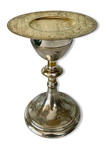 Kelk - Zilver - Liturgische kelk met eigen paten, Antiek en Kunst