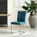 Leren eetkamerstoel Retro - Toledo Turquoise (blauw) -, Huis en Inrichting, Stoelen, Blauw, Nieuw, Leer, Ophalen of Verzenden