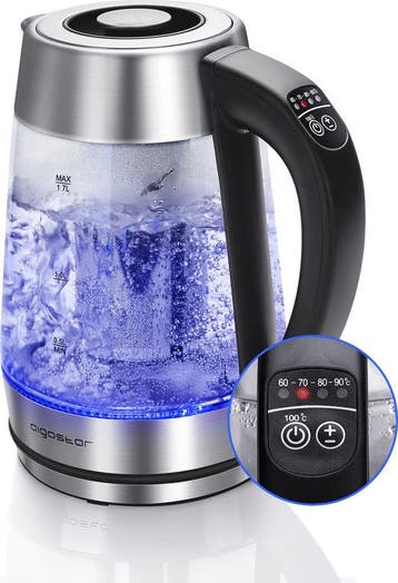 Waterkoker met temperatuurregeling - RVS - met LED - 1.7L -, Verzenden, Zo goed als nieuw