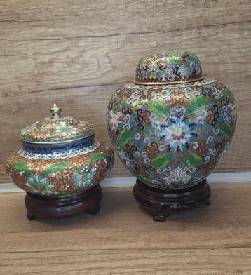 dekselvaas - Brons - China - Opengewerkt cloisonné