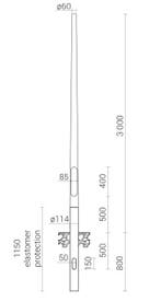 3 meter lantaarnpaal / lichtmast geanodiseerd aluminium...., Nieuw