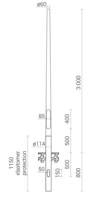 3 meter lantaarnpaal / lichtmast geanodiseerd aluminium...., Nieuw