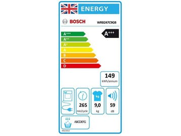 Bosch Serie 8 WRB247C9GB - Warmtepomp-wasdroger - AutoDry -, Verzenden, Zo goed als nieuw