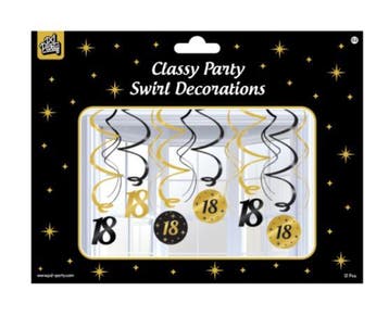 Classy Part Swirl Decoration 18 jaar, Verzenden, Nieuw, Versiering, Verjaardag